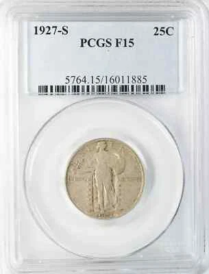 1927 S STANDING LIBERTY QUARTER 25C PCGS CERTIFIED F 15 FINE (885) - Image 1 of 4