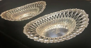 Black Starr Frost Pierced Sterling Candy/Nut Dishes (Pair) - Picture 1 of 5