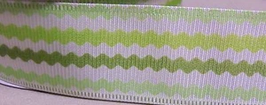 5 yds. GREEN WAVY STRIPE WIRE EDGE RIBBON 1 1/2" Wide - Picture 1 of 1