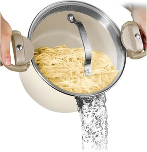 GOTHAM STEEL 5 Qt Ceramic Stock Pot Multipurpose Pasta Pot With Strainer Lid And - Picture 1 of 12