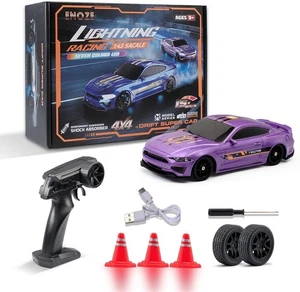 1:43 RC Drift Coche de Carreras 2.4G Alta Velocidad 4x4 Control Remoto Mini Coche Púrpura Niños - Imagen 1 de 9