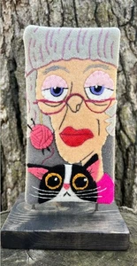 Feline Drive Fabric YVONNE & FE FE Cat Eyeglass Case Applique - Paper Pattern - Picture 1 of 7