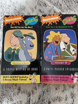 Nickelodeon Doug Volume 1 and Volume 2 VHS 1993 Sony Wonder Tested Working - Image 1 of 4