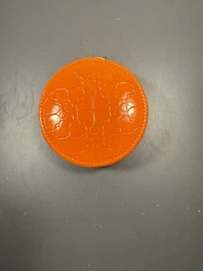 Follie Follie Round Orange Crocodile Textured Double Mirror Case - Picture 1 of 8