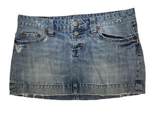 American Eagle Jeans Micro Minirock Größe 6 Denim Used-Look Cowgirl Punk Y2K - Bild 1 von 17