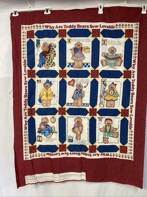 Panel de tela de algodón Daisy Kingdom ~ POR QUÉ LOS OSOS DE PELUCHE COSEN ADORABLES ~ 44" X 35" Foto 1 de 4