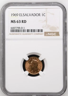El Salvador 1 centavo 1969 NGC MS 63 RD Foto 1 de 2