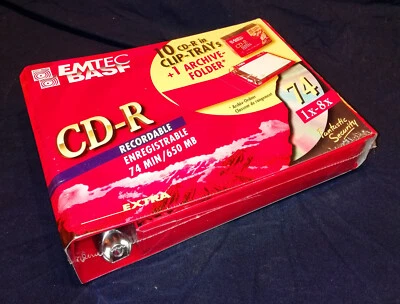 BASF / EMTEC  CD-R 74 RECORDABLE  74 MIN/650MB   im Clip-Tray - Bild 1 von 4