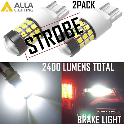 Alla Lighting LED 7443 Strobe Blinking Flashing Brake Light Bulb Safety,White,2x - Image 1 of 4