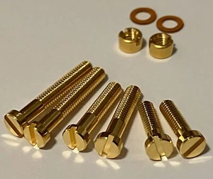 Cartridge to Headshell PREMIUM Gold Plated Brass Screw Kit 9mm, 12mm, 16mm M2.5 - Picture 1 of 5