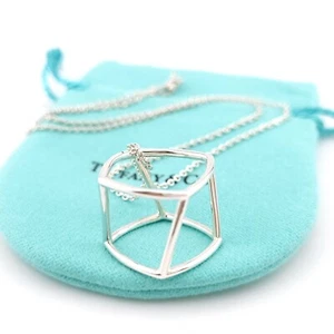 Tiffany & Co Frank Gehry Sterling Silver Large Open Torque Square Pendant Chain - Picture 1 of 16