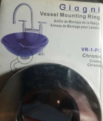 Anillo de montaje de recipiente Giagni acabado cromado para montaje de recipiente de vidrio y metal Foto 1 de 4