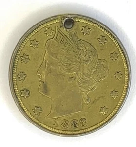 1883 Liberty Nickel Medaillon mit Buchstabe J auf Rückseite 21 mm (M4) - Bild 1 von 2