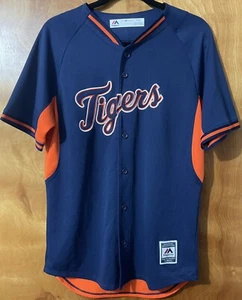 Majestic Detroit Tigers Baseball Jersey Mens S Blue Orange Button Short Sleeve - Picture 1 of 7
