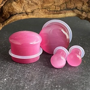 Pair of Single Flare Cat Eye Stone Plugs gauges organic - Picture 1 of 5