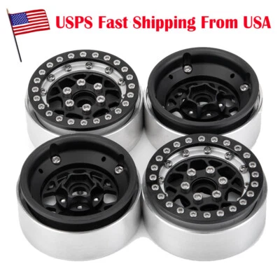 4X Alloy 1.9" Beadlock Wheel Rims For Axial SCX10 90046 TRX4 1/10 RC Crawler US - Image 1 of 4
