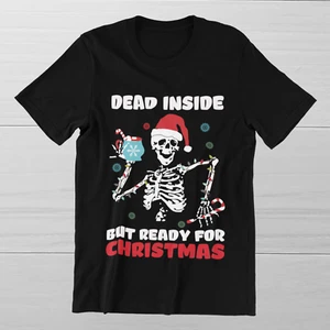 T-Shirt Dead Inside But Ready For Christmas sarkastisches Skelett Schädel Weihnachten - Bild 1 von 9
