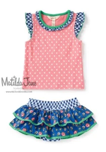 Matilda Jane Baby Top + Rüschenrock 3-6 M gepunktet Blumen Strand Sommer - Bild 1 von 1