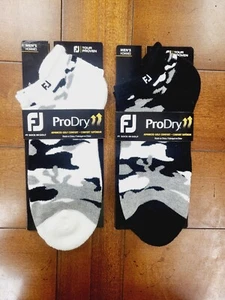 2 Pair FOOTJOY Men's Shoe Size 7-12 Black & White Camo Roll Tab Socks Ltd. Ed. - Picture 1 of 7