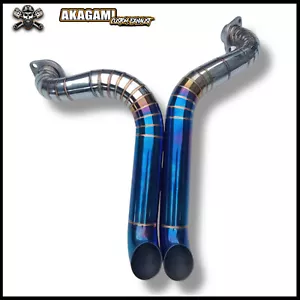 2 Into 2 Blue-Chrome Exhaust Fit For Harley Davidson Sportster Forty Eight (48) - Foto 1 di 2