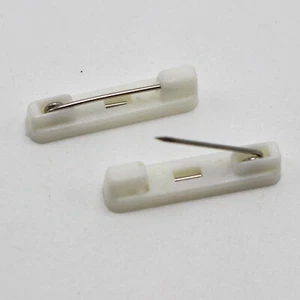 50 pcs White Plastic Pin Back Brooch Finding 22mm Safty Catch Jewelry making - Picture 1 of 4