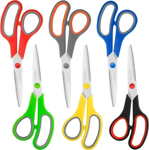 8" Scissors Bulk 6-Pack, All Purpose Scissors Stainless Steel Sharp Scissors for - Picture 1 of 12