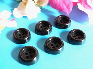 759BBIS Stunning Buttons " Indispensable " Black Lot 6 Buttons EP Vintage - Picture 1 of 4
