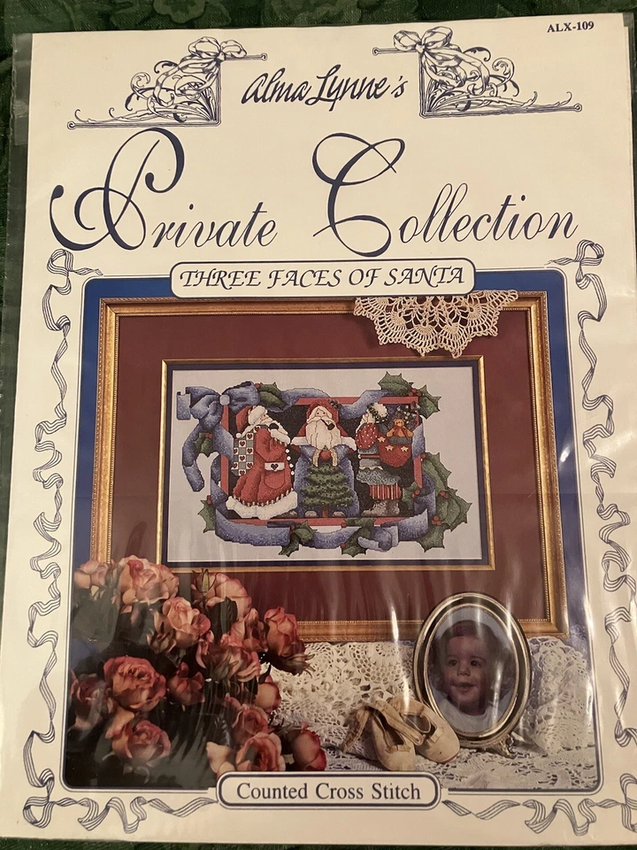 THREE FACES OF SANTA Alma Lynne’s Private Collection cross stitch pattern NIP  - Image 1 of 1