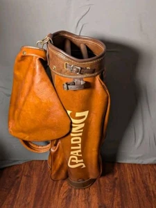 Vintage Spalding Brown Faux Leather Carry Cart Golf Bag – Excellent Condition - Picture 1 of 24