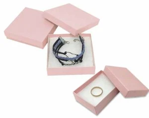 Pastel Pink 3.5x3.5x1 or 3x2x1 Inch Cotton Filled Presentation Jewelry Boxes - Picture 1 of 20