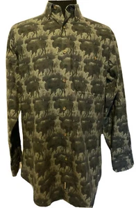 Woolrich Shirt Mens Medium M Buffalos Long Sleeve Cotton Green Gray - Picture 1 of 6