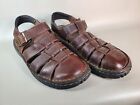 Earth Shoe Men's Brown Leather Sandals Simon V Fisherman with Buckle Strap
