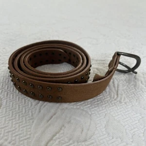 Lucky Brand Gürtel mittelbraun Echtleder Nieten Messingschnalle 1" breit - Bild 1 von 10