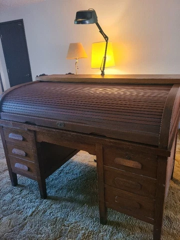 Antique Oak Roll Top Desk Cover