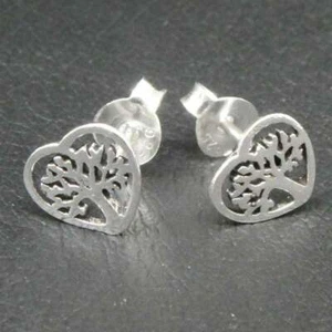 Celtic Tree of Life Heart Ear Studs 925er Silver Symbol Jewelry - New - Picture 1 of 1