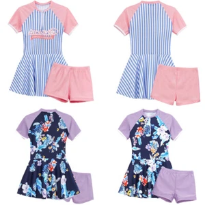 Kids Girls Outfit Beach Set Beachwear Suit Bathing Workout Sunsuit Mock Neck - Picture 1 of 32