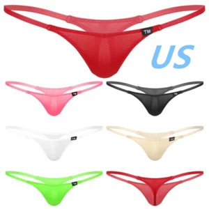 Mens Low Rise Bulge Pouch Briefs Solid Color Panties T-Back Thong AU - Picture 1 of 53