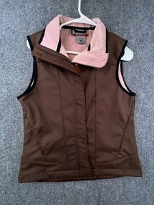 Columbia Vest Women’s Medium Brown Full Zip Leather Accent Soft Inside Convert - Picture 1 of 9