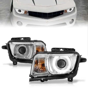 Chrome Clear Lens CCFL Headlight Assembly w/Halo fits 10-13 Chevy Camaro w/o HID - Picture 1 of 6