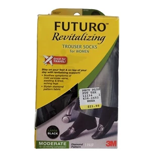 Calcetines de compresión moderados 3M para mujer 15-20 mm/Hg talla L pantalones negros hasta la rodilla - Imagen 1 de 8