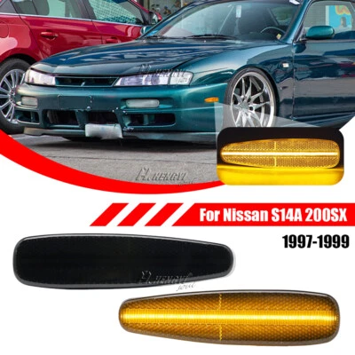 Lámpara de luz LED lateral ámbar ahumada para Nissan 240SX Silvia S14 1995-1998 Foto 1 de 3