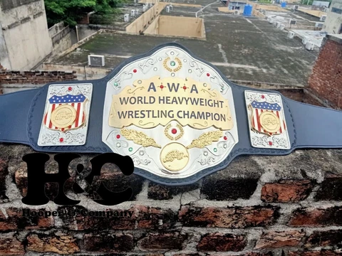 AWA WORLD HEAVY WEIGHT WRESTLING CHAMPION BELT 2MM BRASS ADULLT SIZE REPLICA Cover