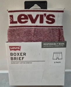 NEW Levi's Men's Boxer Briefs 2 Pack Size S Super Soft Stretch Cotton Organicall - Picture 1 of 5