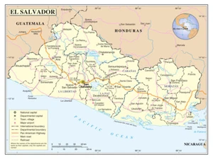 El Salvador Political Administrative Province Highway Rail City Country Map - Picture 1 of 1