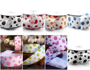 Polka Dots 1.5" Printed Grosgrain Ribbon 25 yards for Crafts decor Choose Colors - Picture 1 of 9