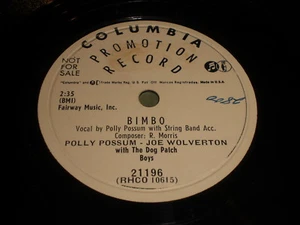 Polly Possum - Joe Wolverton: Bimbo / I'm A Stranger In My Home 78 - Columbia - Picture 1 of 1