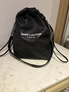 Saint Laurent Black Lambskin Teddy Bucket Bag with Pouch - Picture 1 of 2