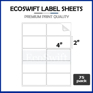 (750) 4 x 2 EcoSwift Laser/Inchiostro Indirizzo Spedizione Etichette Autoadesive 10/foglio - Foto 1 di 5