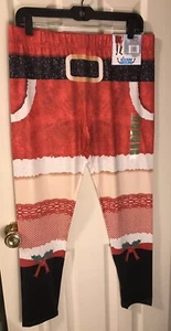 Christmas Leggings Women’s Size Large Santa Mrs. Claus Pants Elastic Waist - Picture 1 of 5