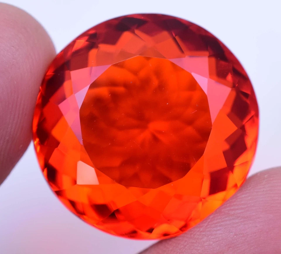 Opala laranja australiana natural impecável 50,90 quilates pedra preciosa solta redonda certificada - Imagem 1 de 4